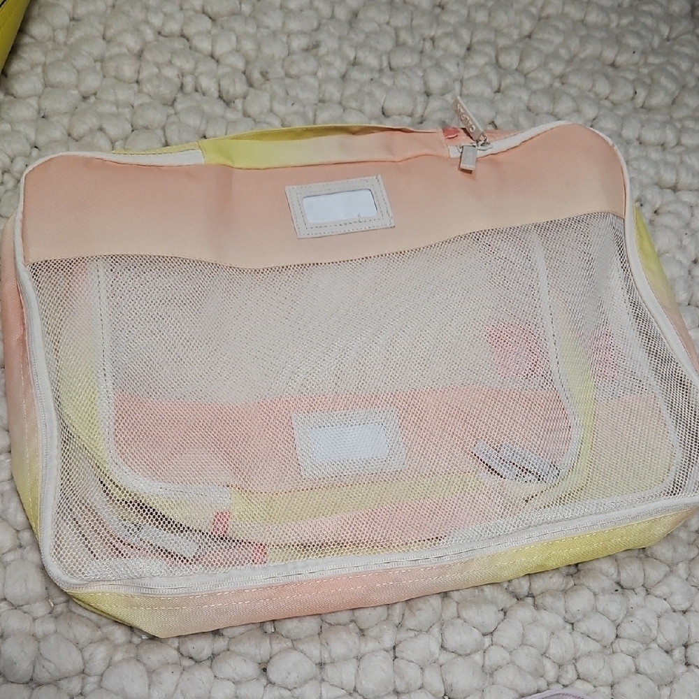 Calpak Peach and Yellow Travel Packing Cubes